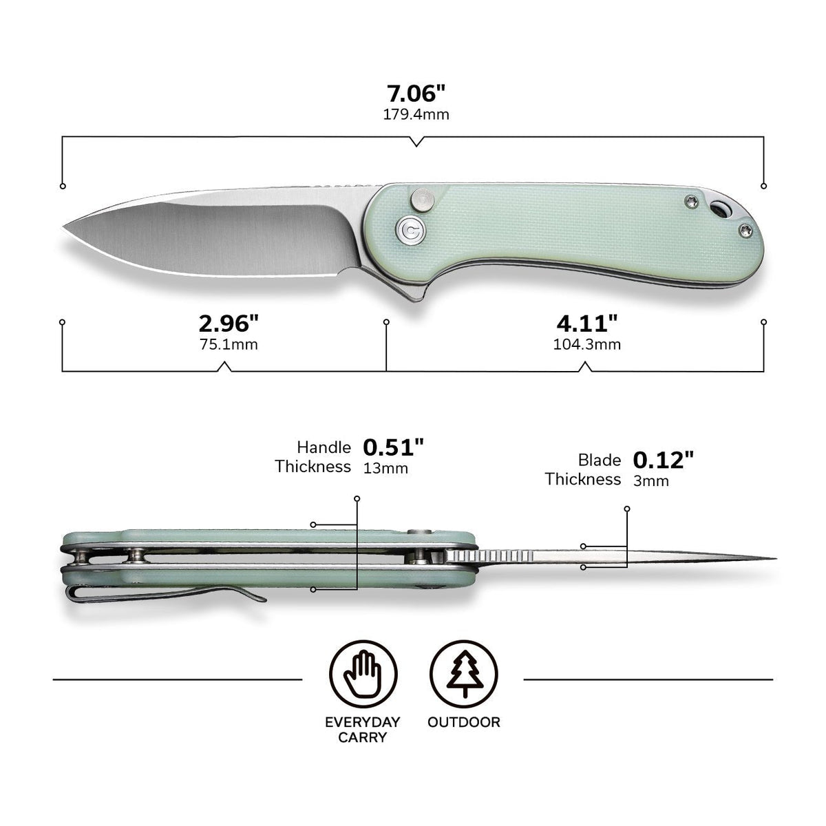 CIVIVI Elementum II Button Lock Folding Knife view 5
