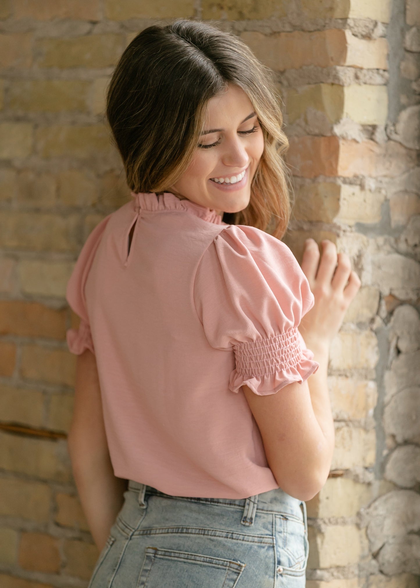 Clara Ruffle Mockneck Short Sleeve Top - FINAL SALE
