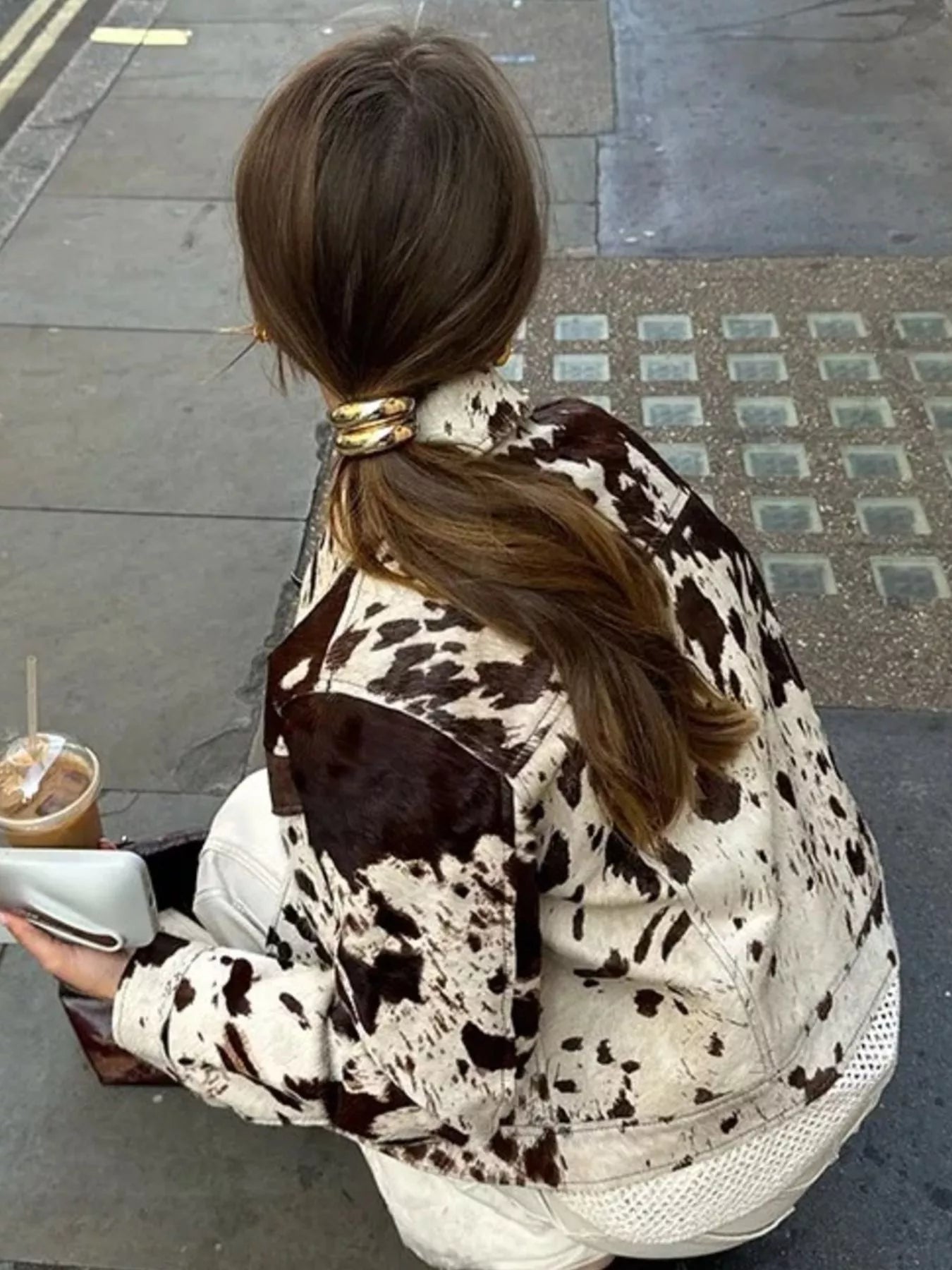 Cow Print Collared Neck Jacket - Bumpkin Ranchwear