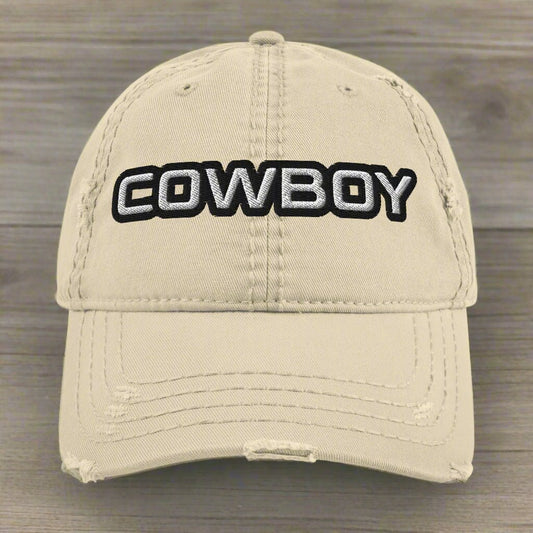 Cowboy Distressed Ball cap - Bumpkin Ranchwear