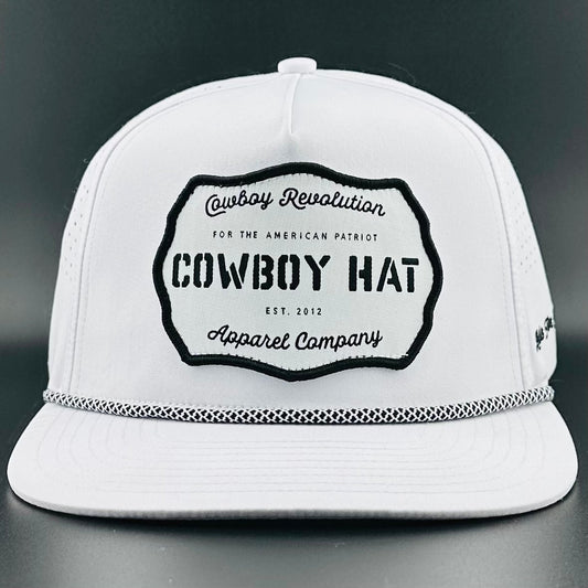 “Cowboy Hat” Performance Patch Rope Hat - White - Bumpkin Ranchwear