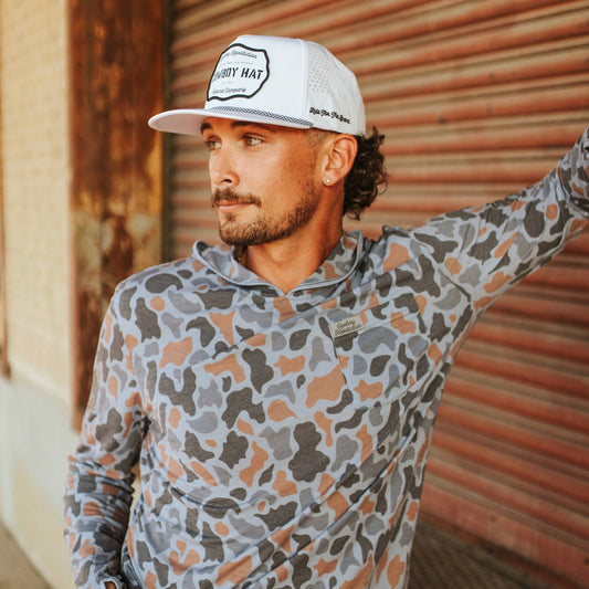 “Cowboy Hat” Performance Patch Rope Hat - White - Bumpkin Ranchwear