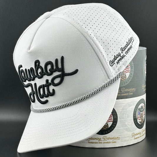 “Cowboy Hat” Summer Edition - Performance Trucker Rope Hat - White - Bumpkin Ranchwear