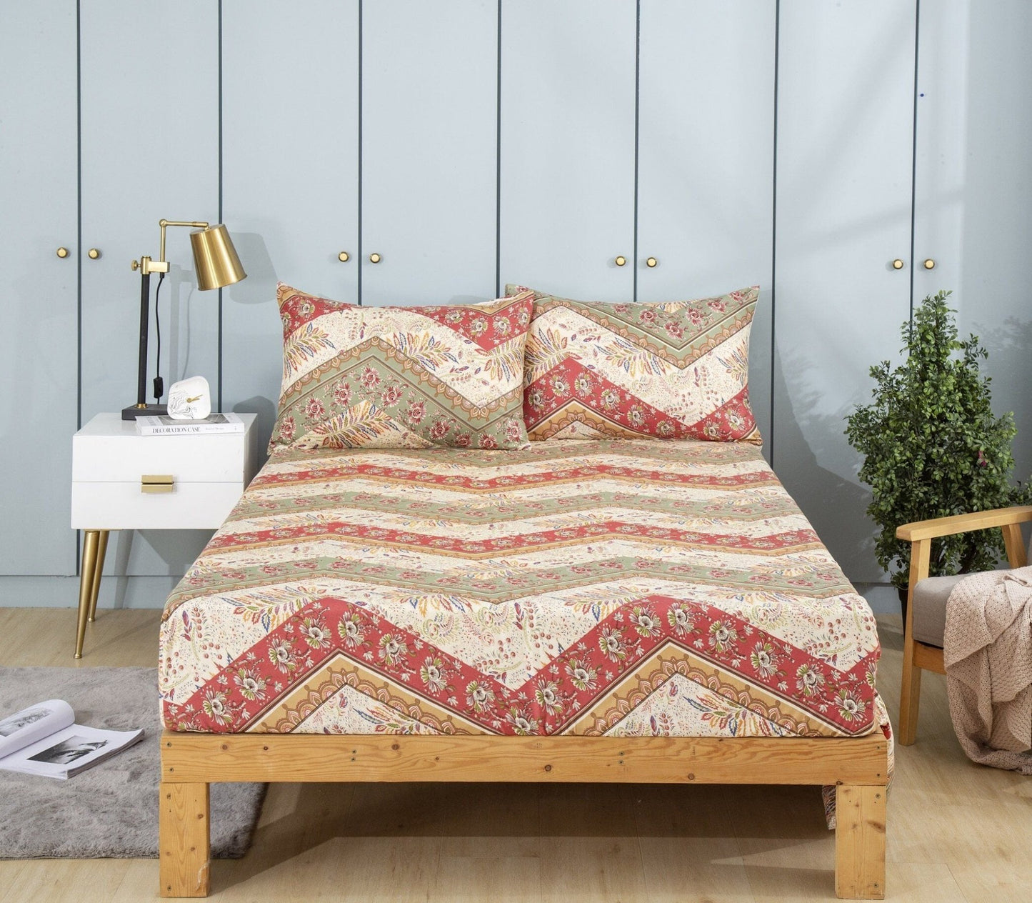 Cranberry Sage Fitted Bed Sheet w/ Pillow Cases - Bumpkin Ranchwear