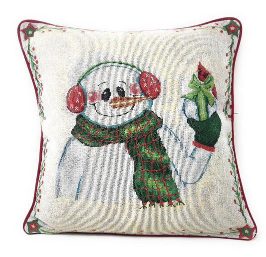 Magical Snowman Throw Pillow Cover 16" x 16"