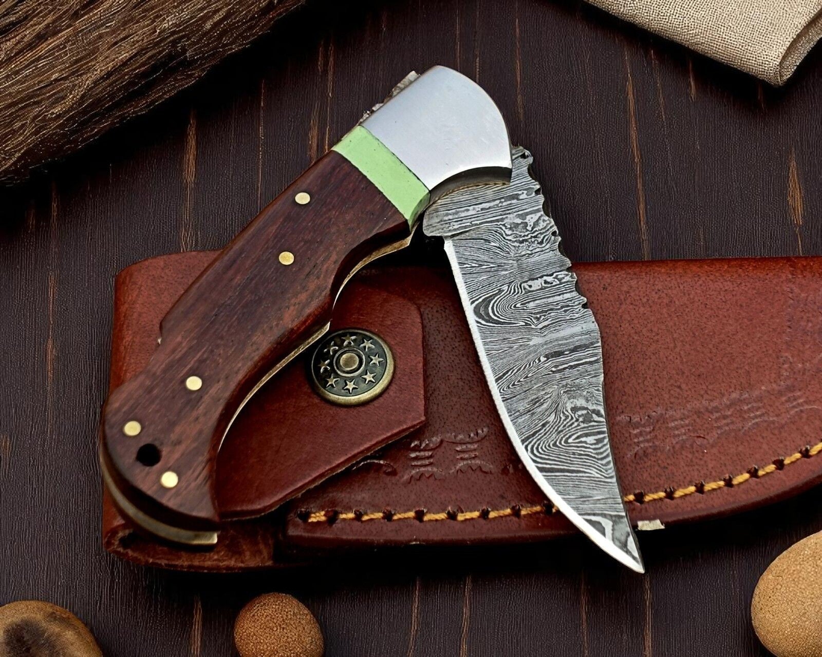 custom folding Knives - Rosewood Back Lock 3" Blade - Bumpkin Ranchwear