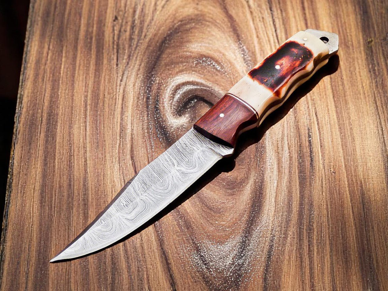 Custom Handmade Damascus Steel Hunting Knife - Bumpkin Ranchwear