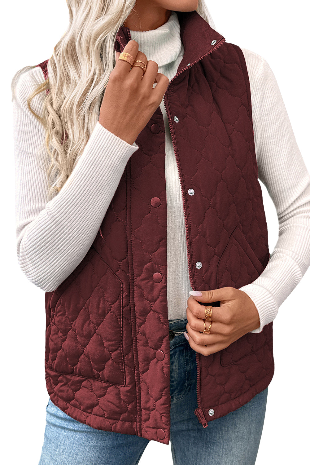 Flower Quilted Winter Vest