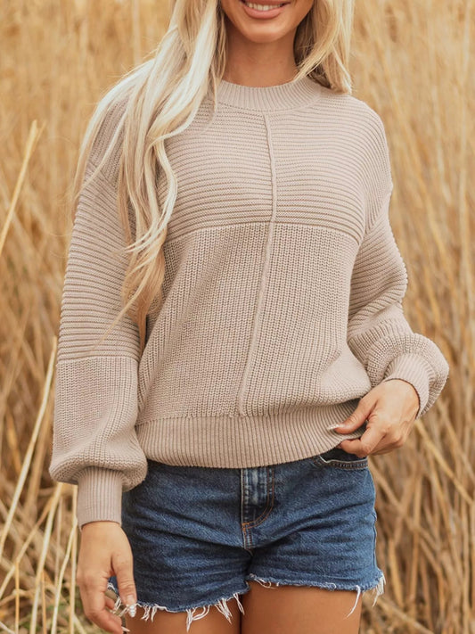 Delaney Texture Knitted Dropped Shoulder Sweater - Bumpkin Ranchwear