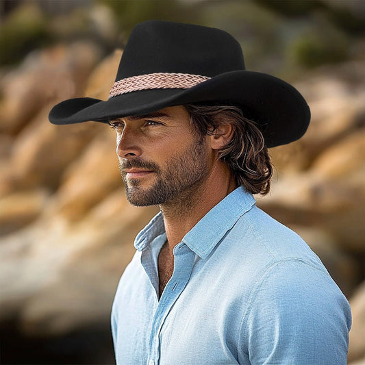 Dusty Trail Black Felt Cowboy Hat - Bumpkin Ranchwear