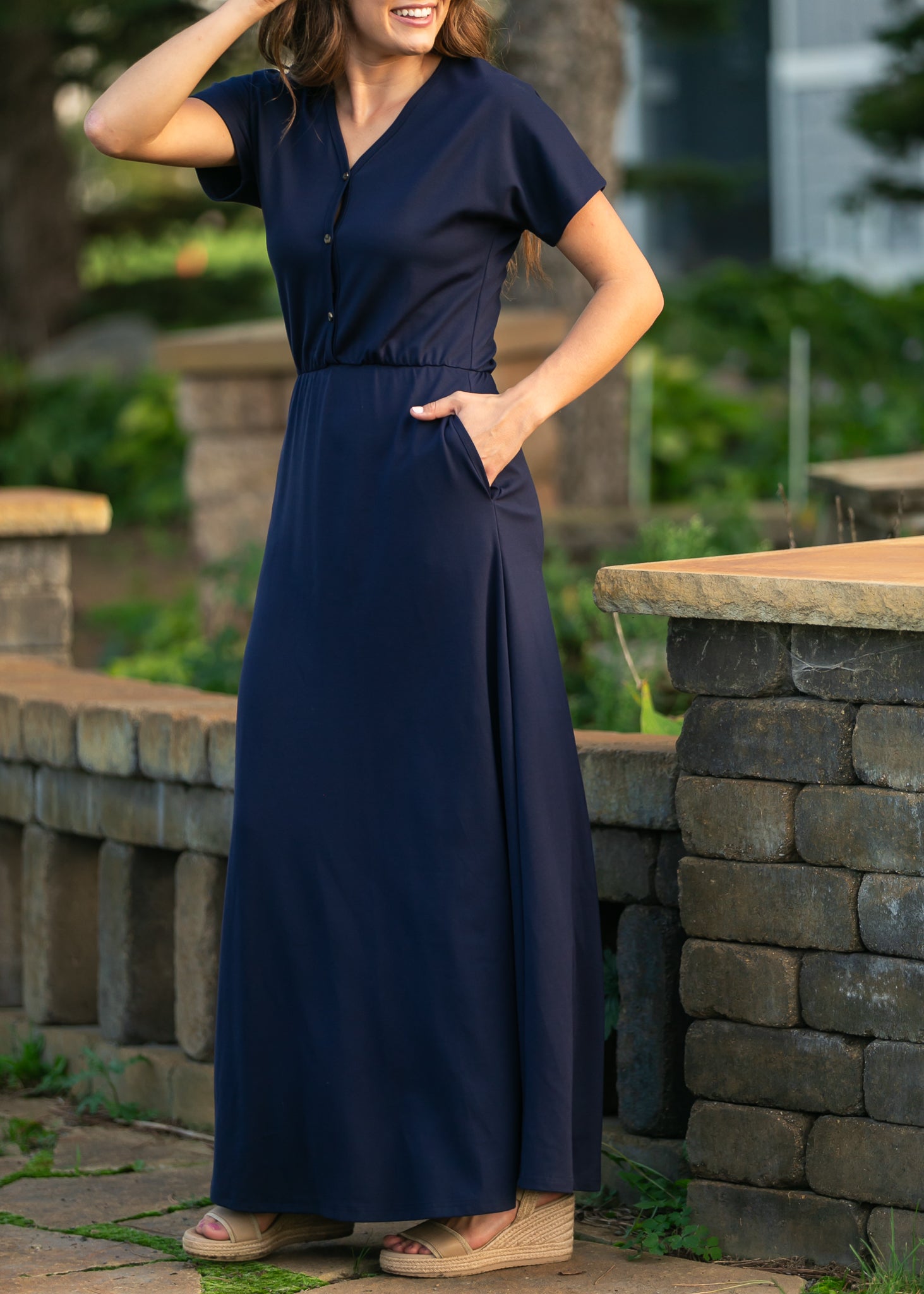 ella blue dresses Ella Navy Cinched Waist Maxi Dress, Small