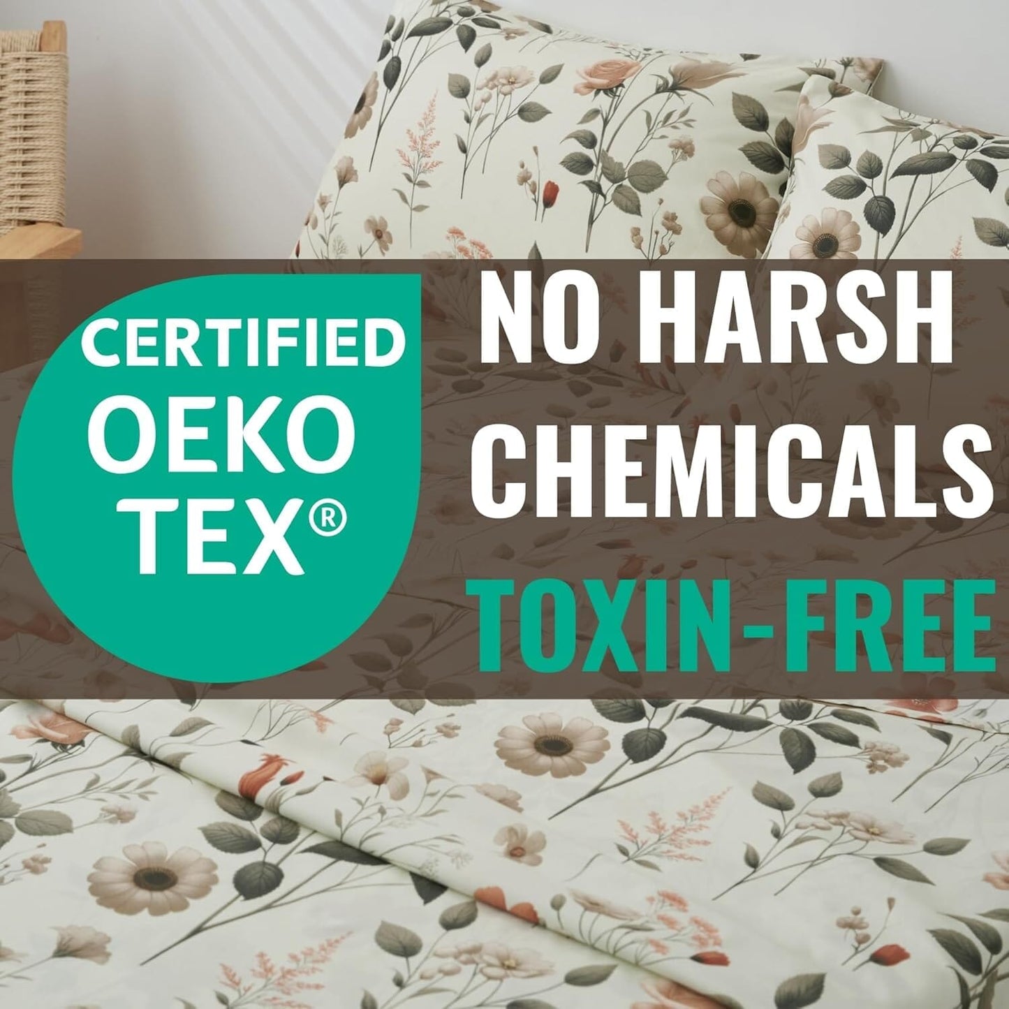 Enchanted Meadow Bed Sheet Set - Floral Harmony in Beige, Rose, and Soft Green - Bumpkin Ranchwear