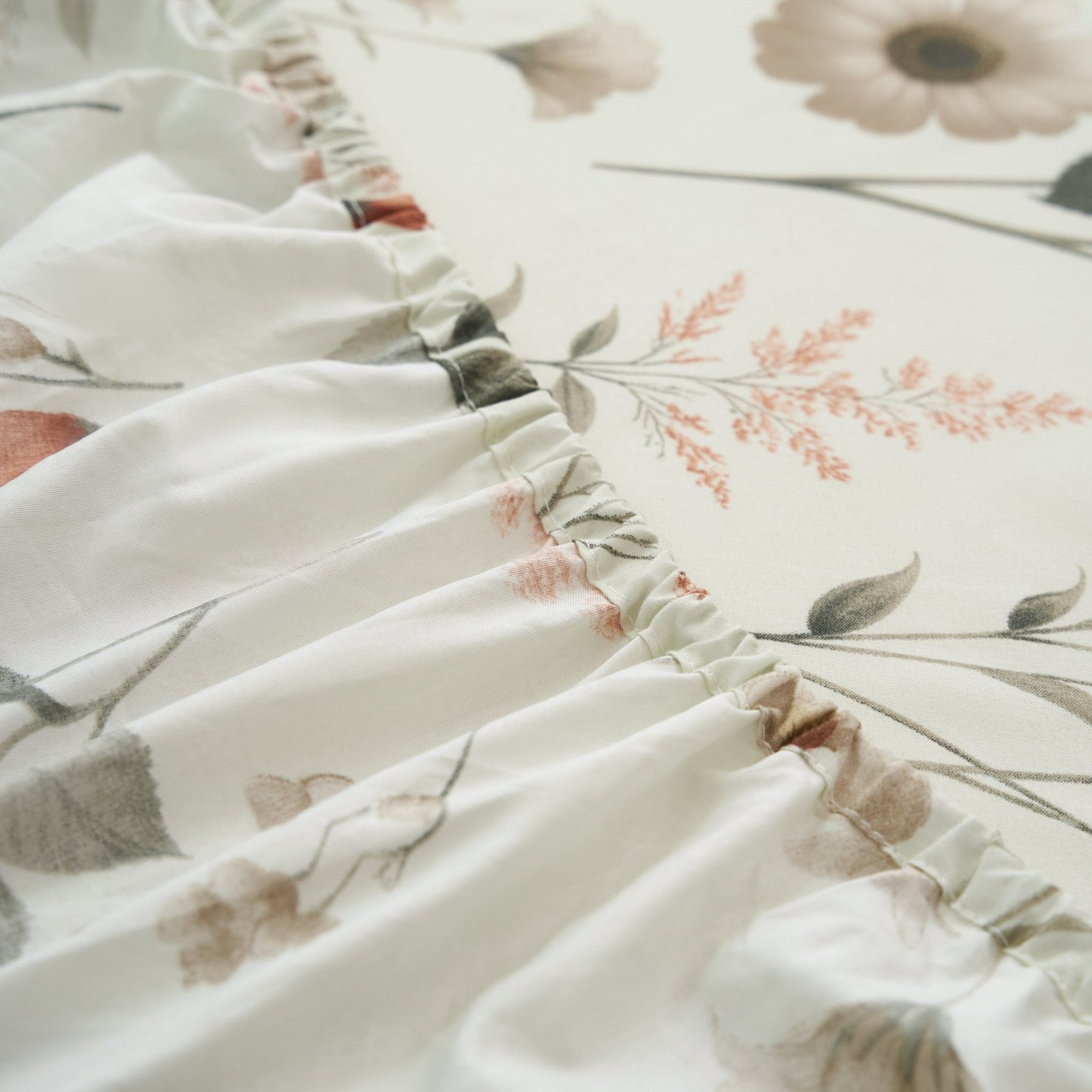 Enchanted Meadow Bed Sheet Set - Floral Harmony in Beige, Rose, and Soft Green - Bumpkin Ranchwear