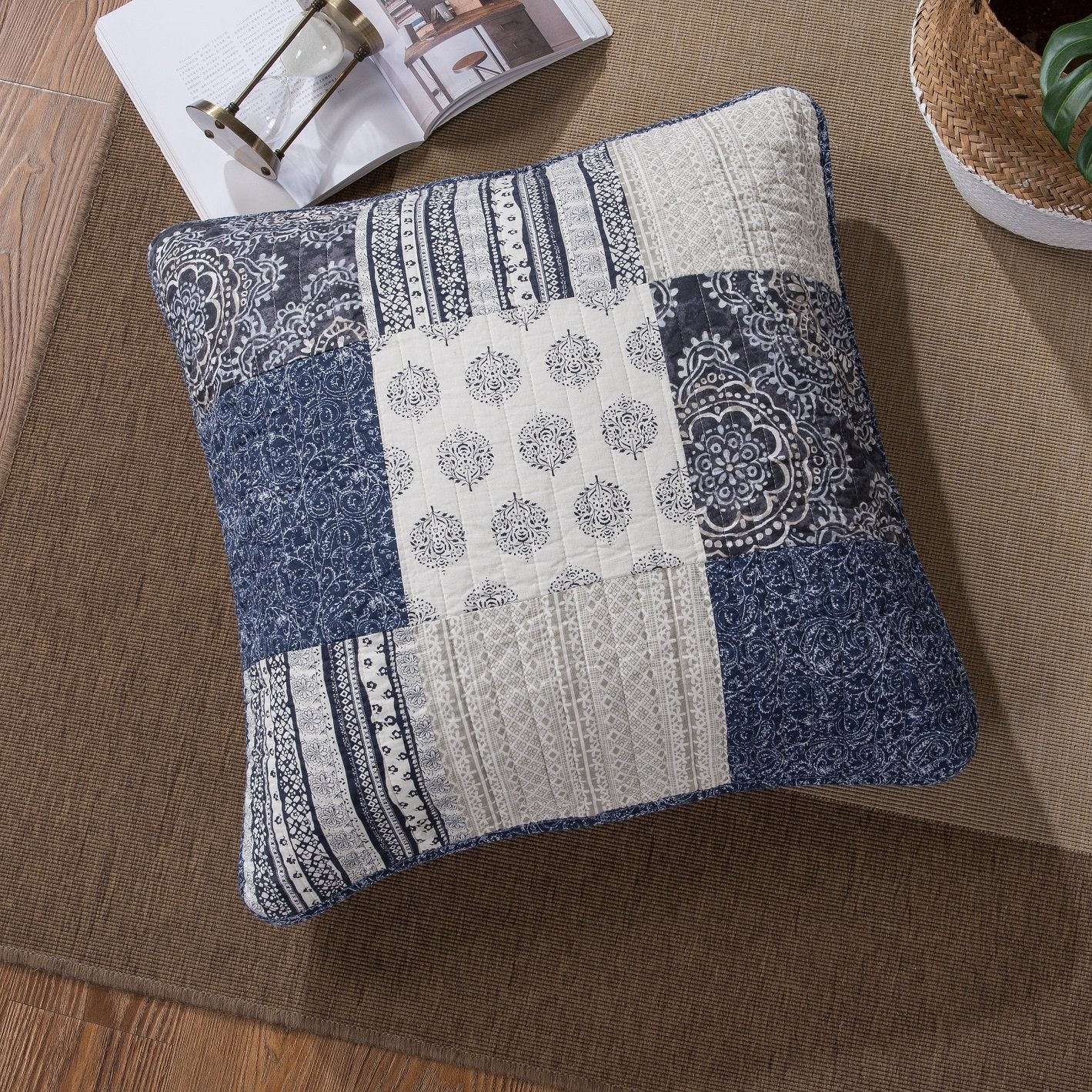 Patchwork Blue Pillow Sham