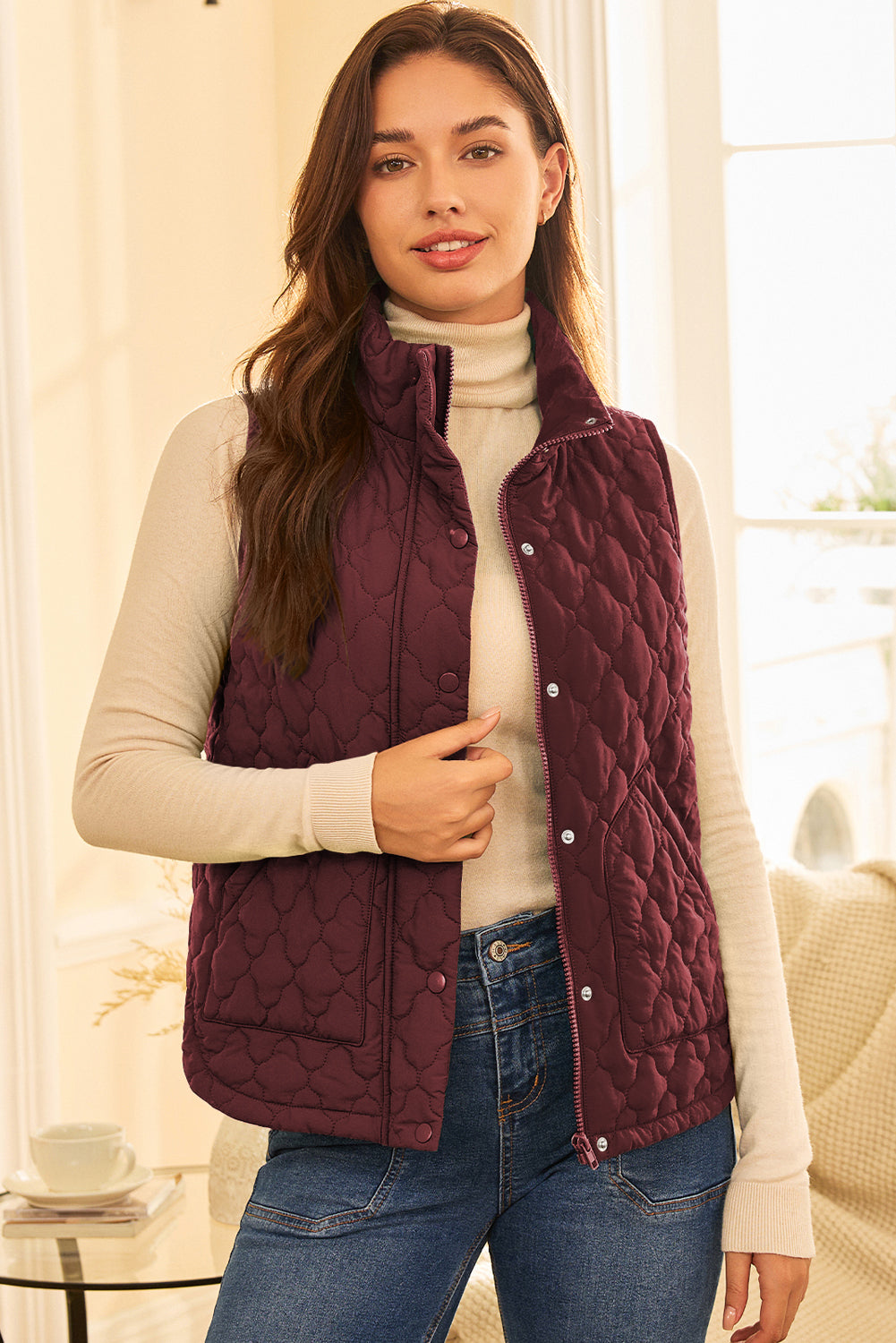 Flower Quilted Winter Vest