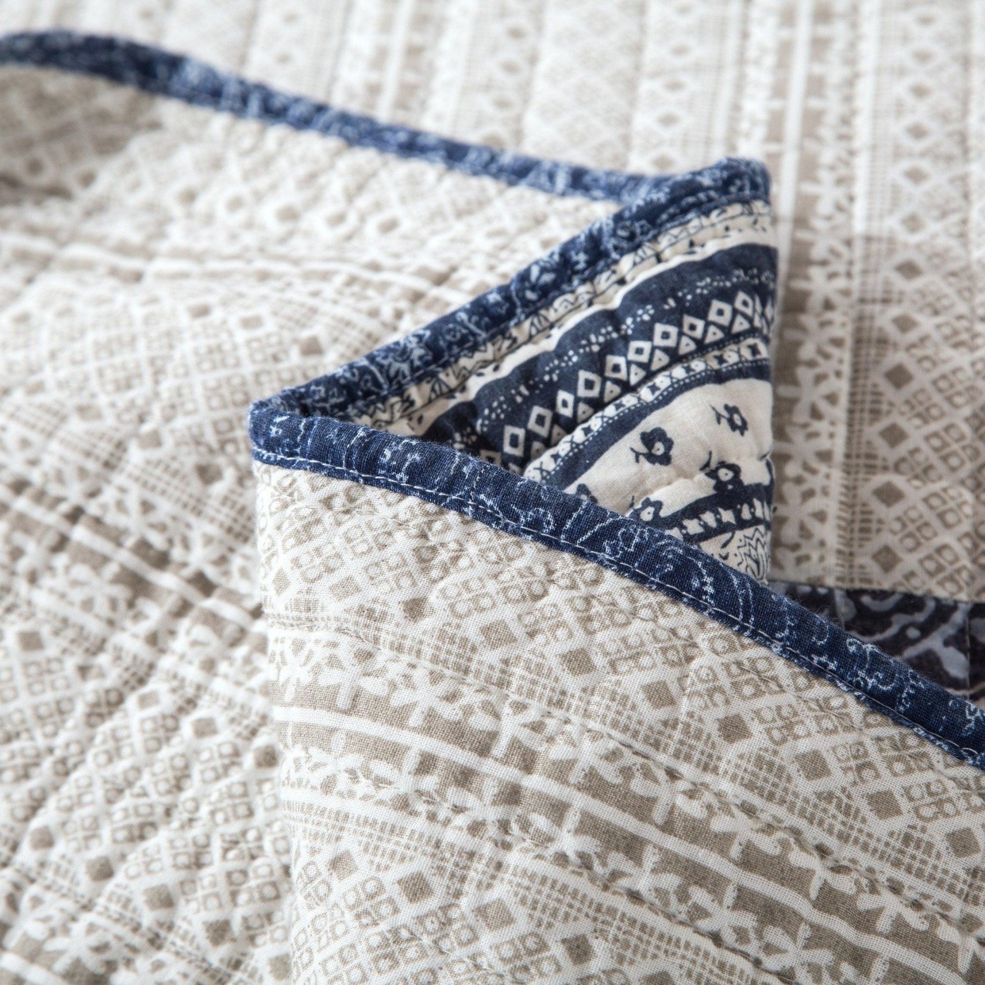 Farmhouse Patchwork Blue Cotton Bedspread Set - Bumpkin Ranchwear