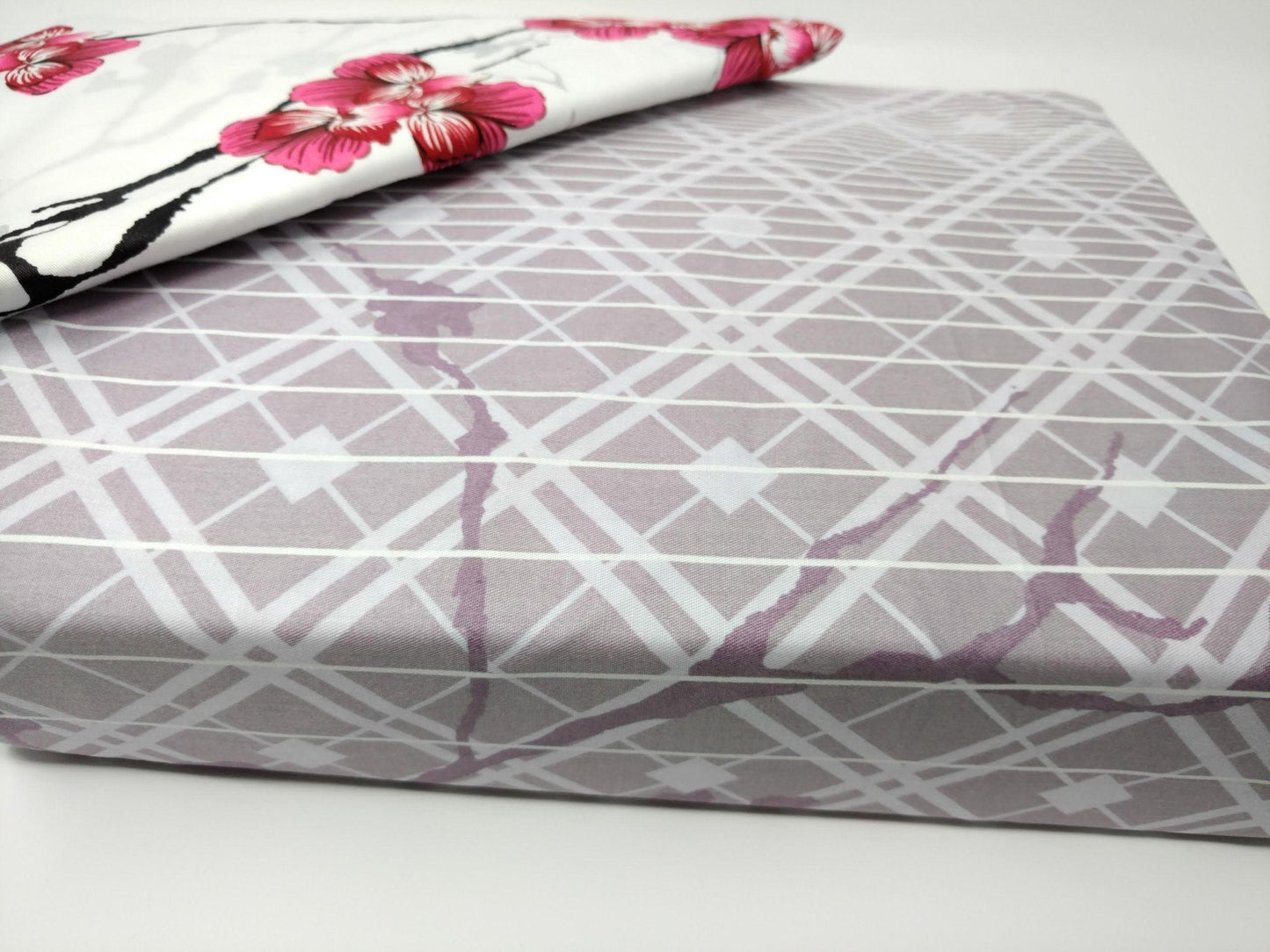 Floral Cherry Blossoms 100% Cotton Red Purple Fitted Sheet & Pillow Cases Set - Bumpkin Ranchwear