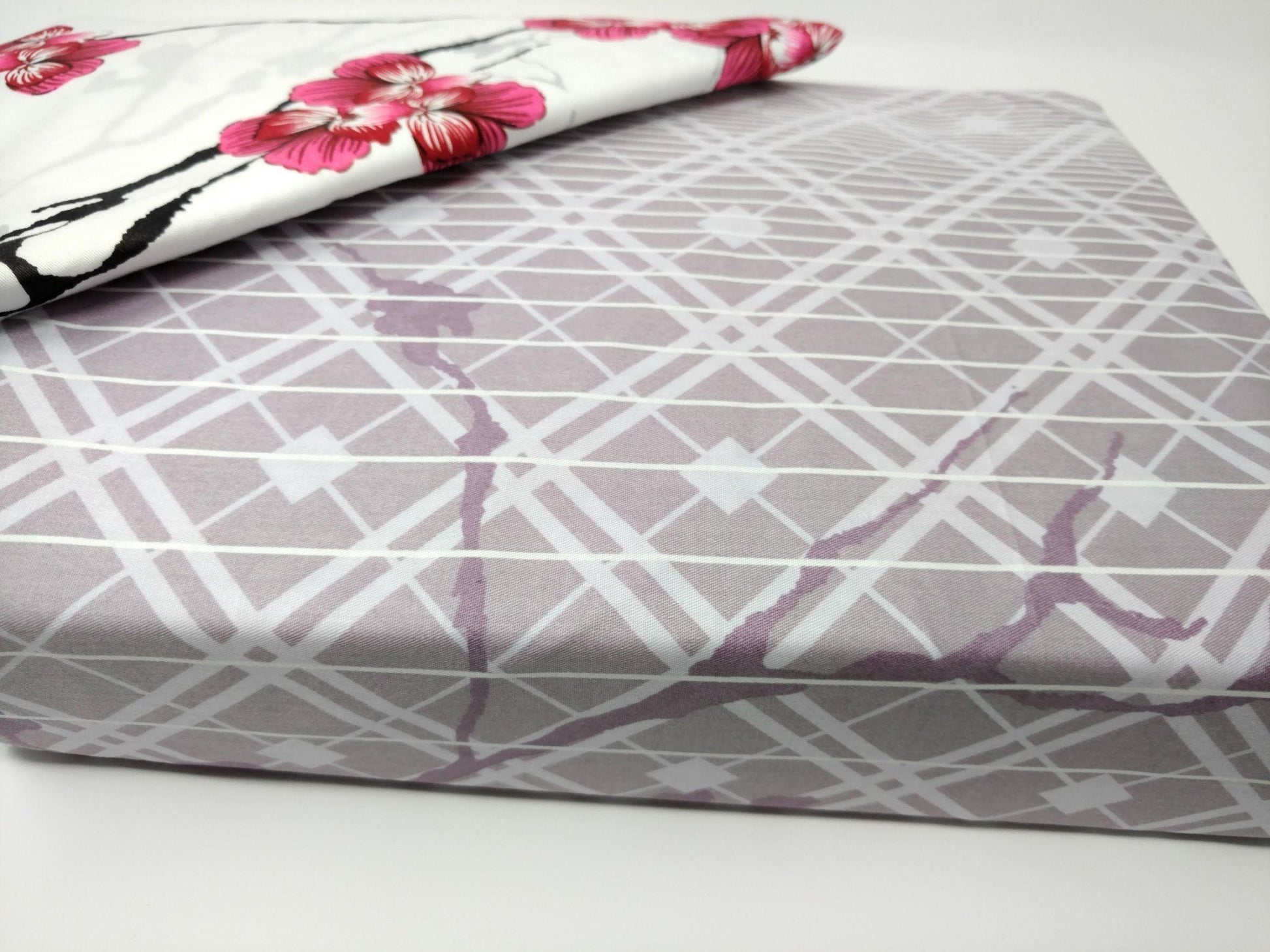 Floral Cherry Blossoms 100% Cotton Red Purple Fitted Sheet & Pillow Cases Set - Bumpkin Ranchwear