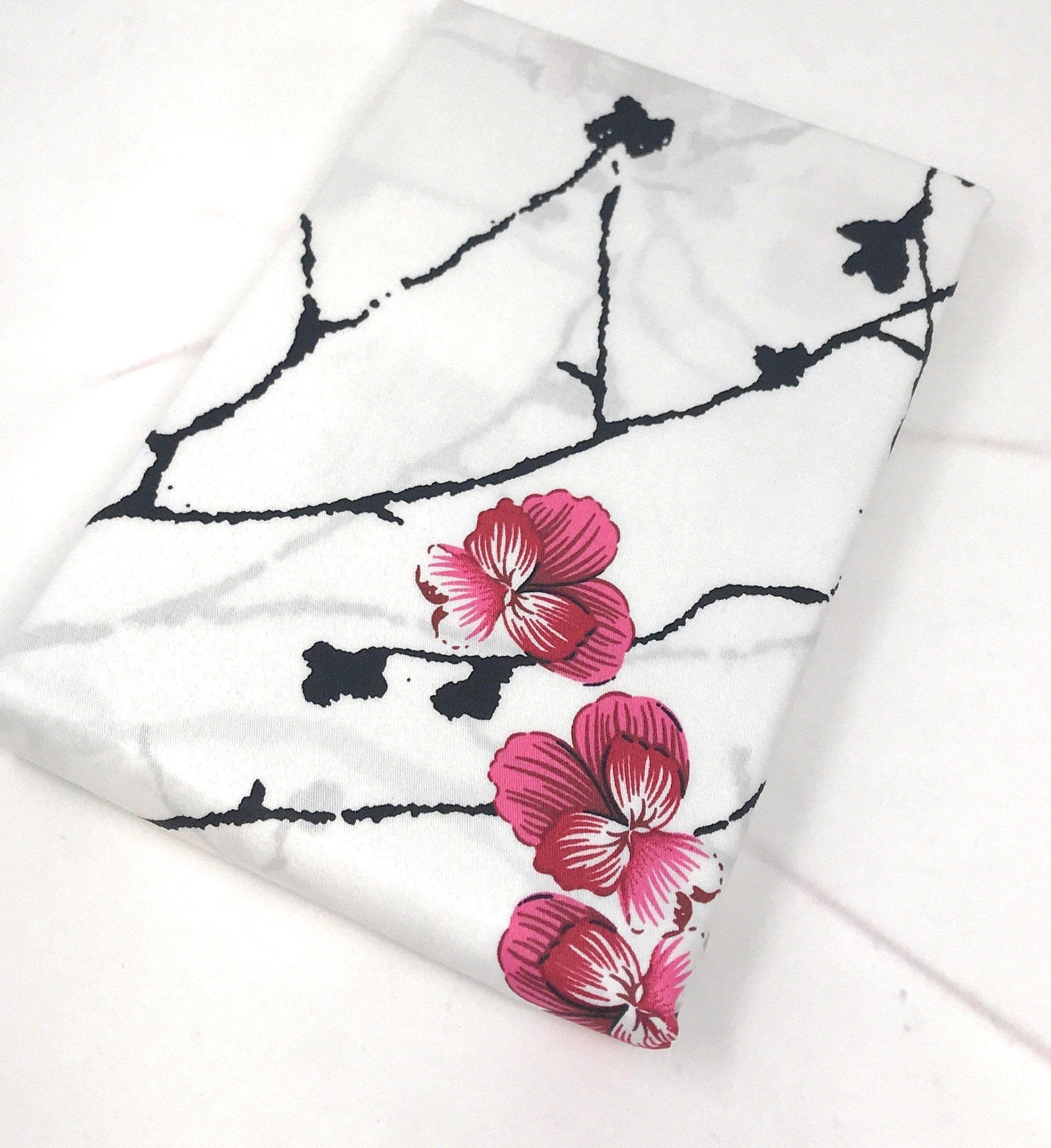 Floral Cherry Blossoms 100% Cotton Red Purple Fitted Sheet & Pillow Cases Set - Bumpkin Ranchwear