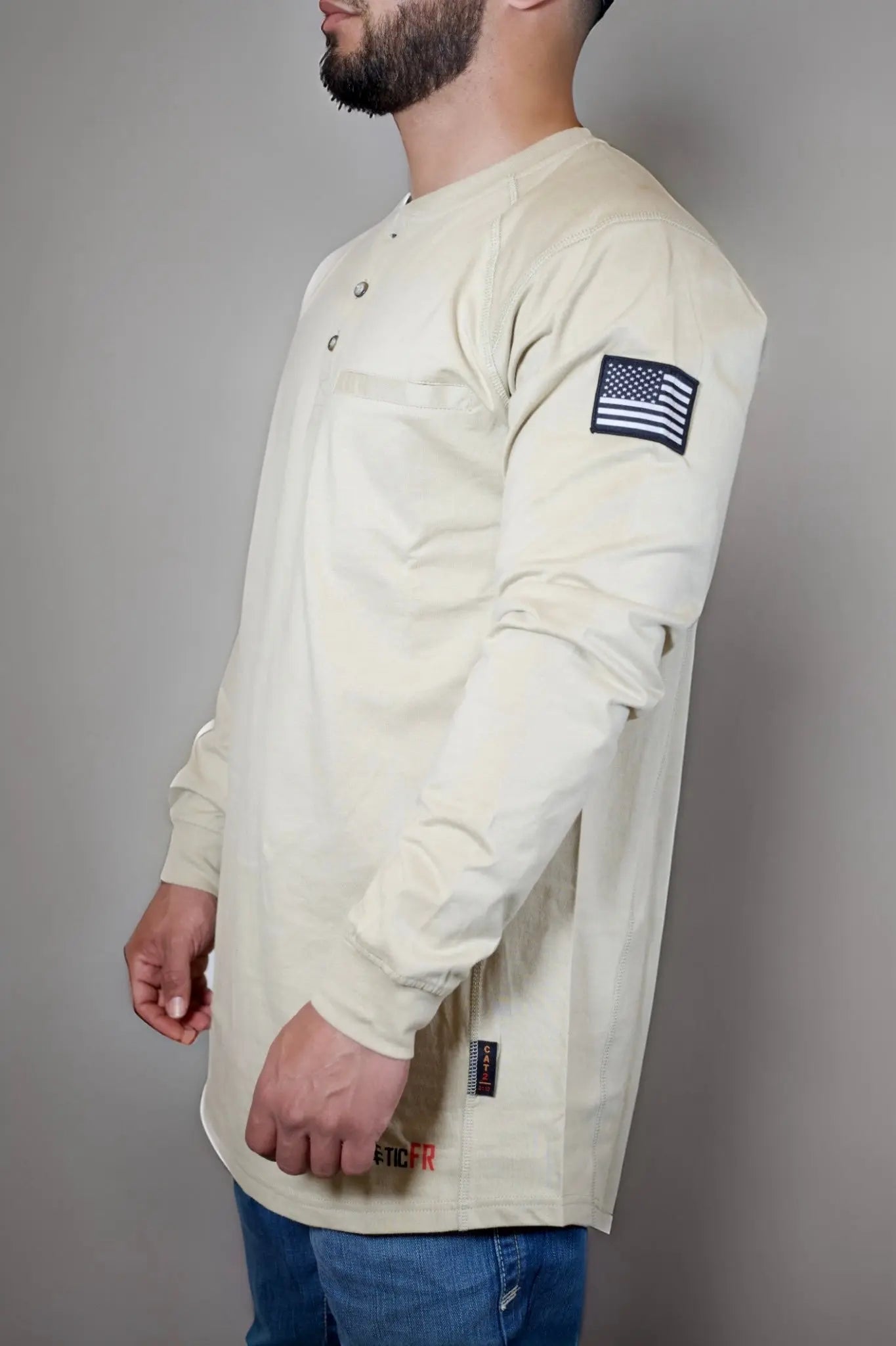 FR 3 - Button Henley Shirt - Tan - Bumpkin Ranchwear