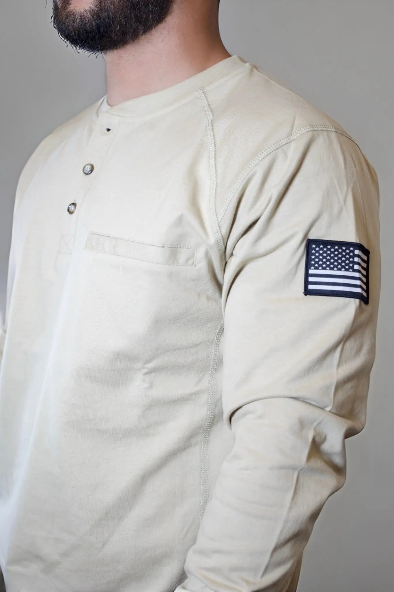 FR 3 - Button Henley Shirt - Tan - Bumpkin Ranchwear