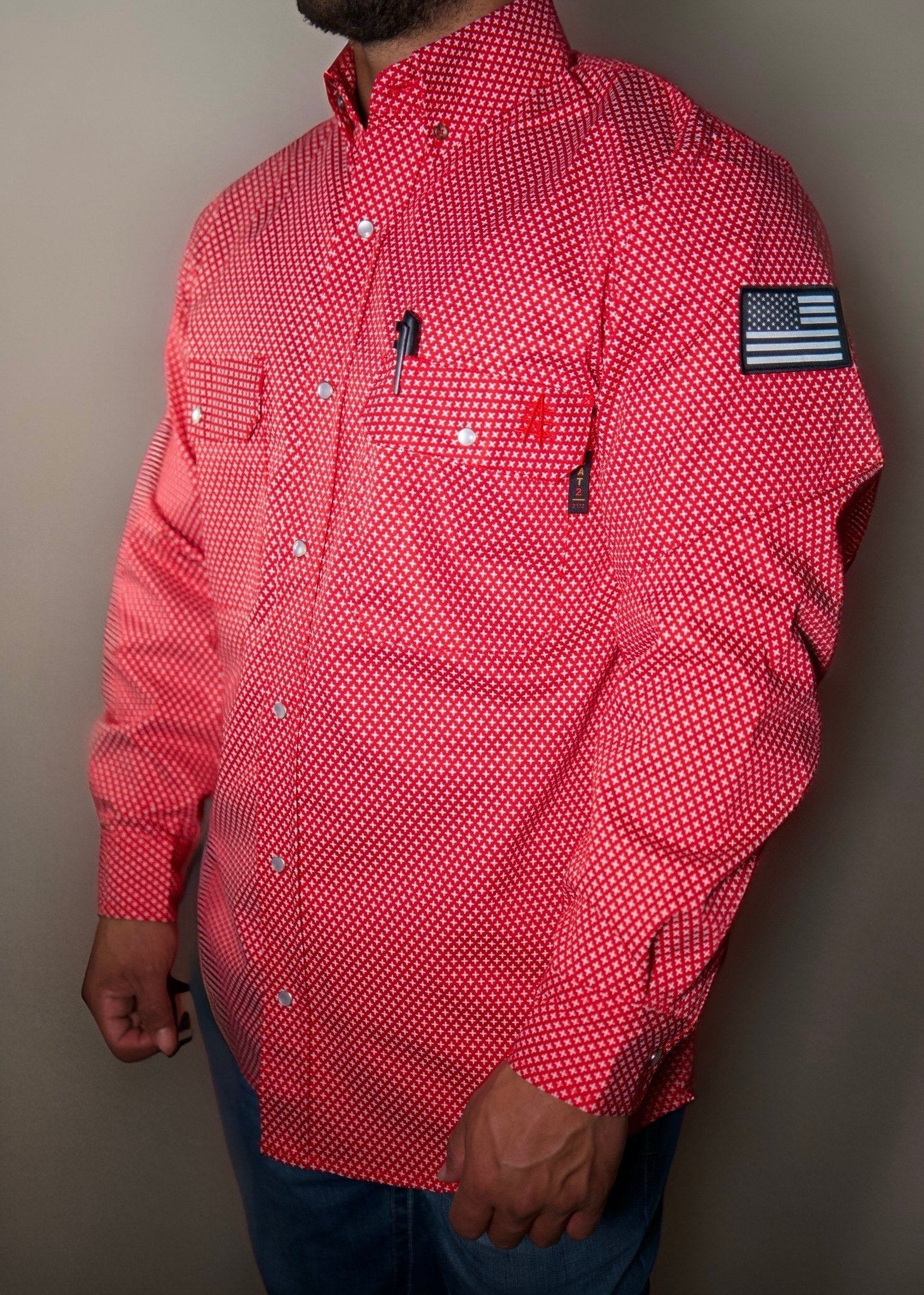 FR Pearl Snap Work shirt - Alpha Red - Bumpkin Ranchwear