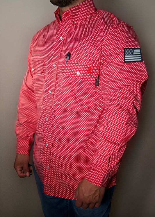 FR Pearl Snap Work shirt - Alpha Red - Bumpkin Ranchwear