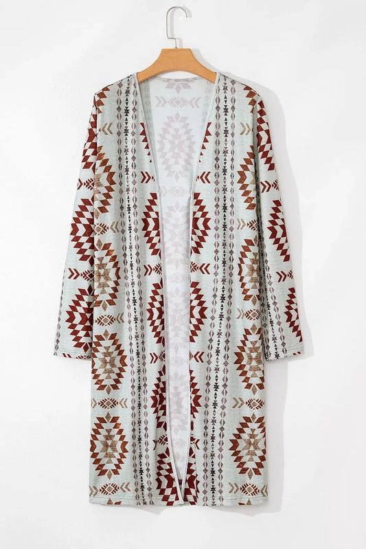 Haley Tribal Print Long Sleeve Duster