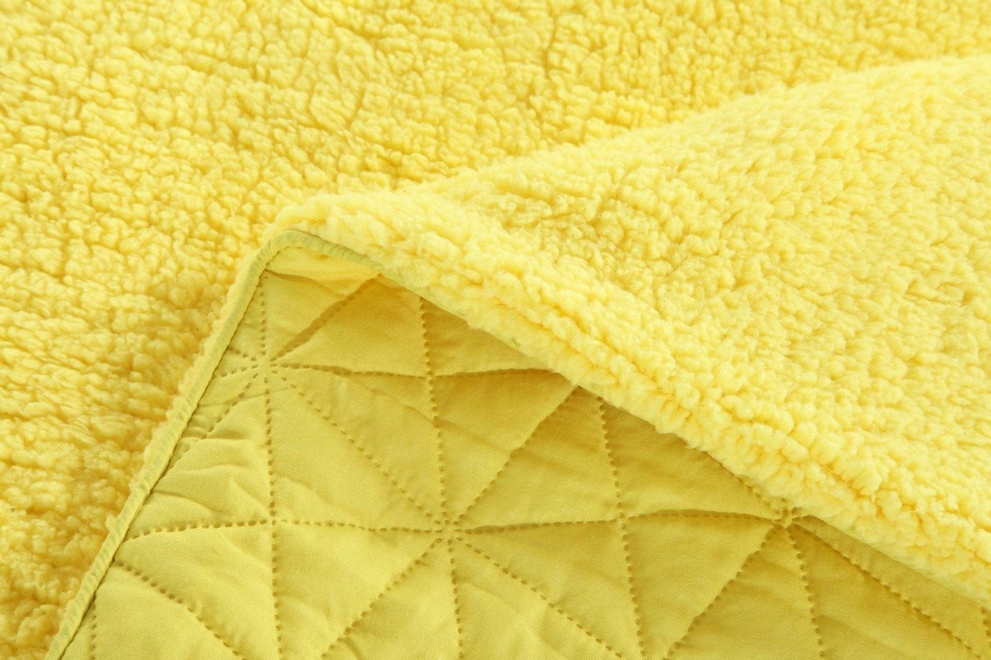 Happy Sunny Yellow Bright Quilted Ultra Sonic Reversible Throw Blanket Bedspread - Bumpkin Ranchwear
