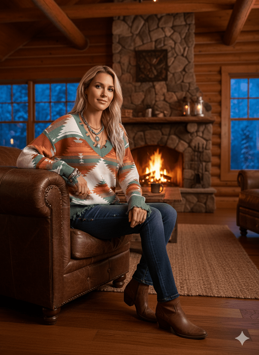 Heidi Frayed Hem V - Neck Long Sleeve Sweater - Bumpkin Ranchwear