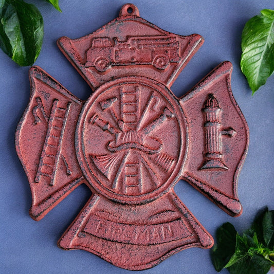 Heroic Cast Iron Fireman Plaque - Tribute to Bravery & Service - Bumpkin Ranchwear