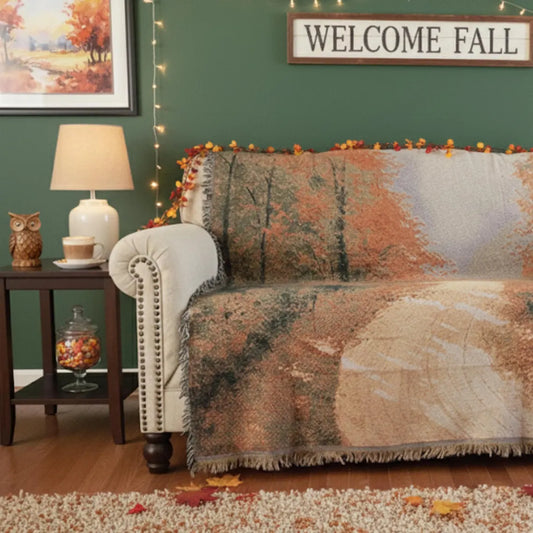 Autumn Country Path Throw Blanket