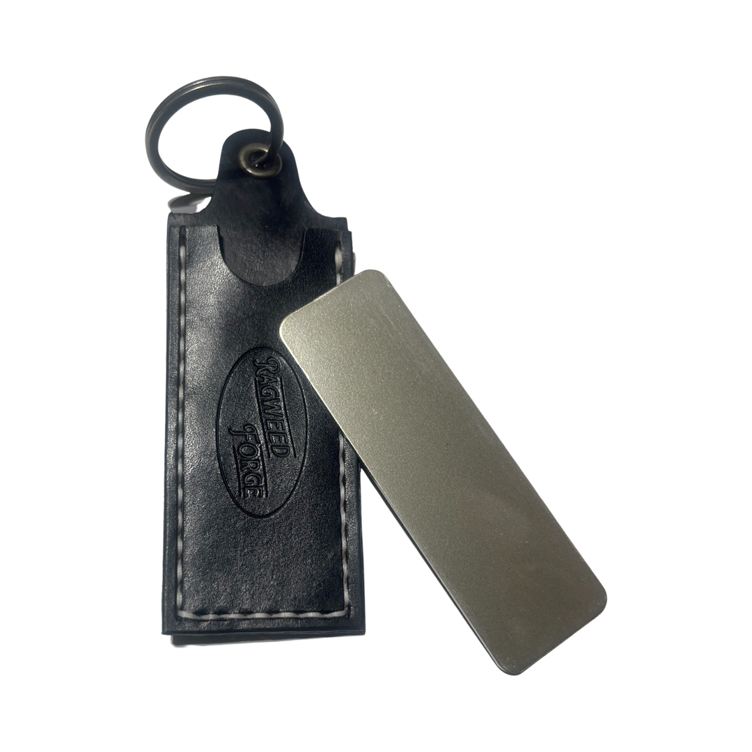 Knife Sharpening #6 - 2 Sided Diamond Plate with Leather Sheath - Black