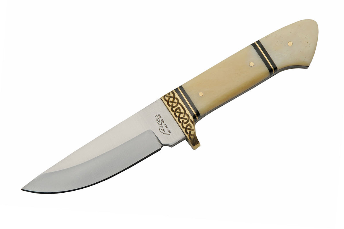 Celtic fixed blade knife with white bone handle and brass Celtic knot guard – photo 5 of 8