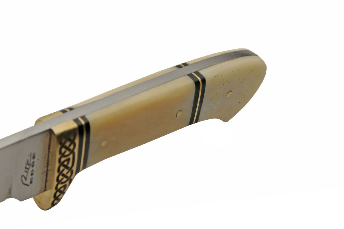 Celtic fixed blade knife with white bone handle and brass Celtic knot guard – photo 8 of 8