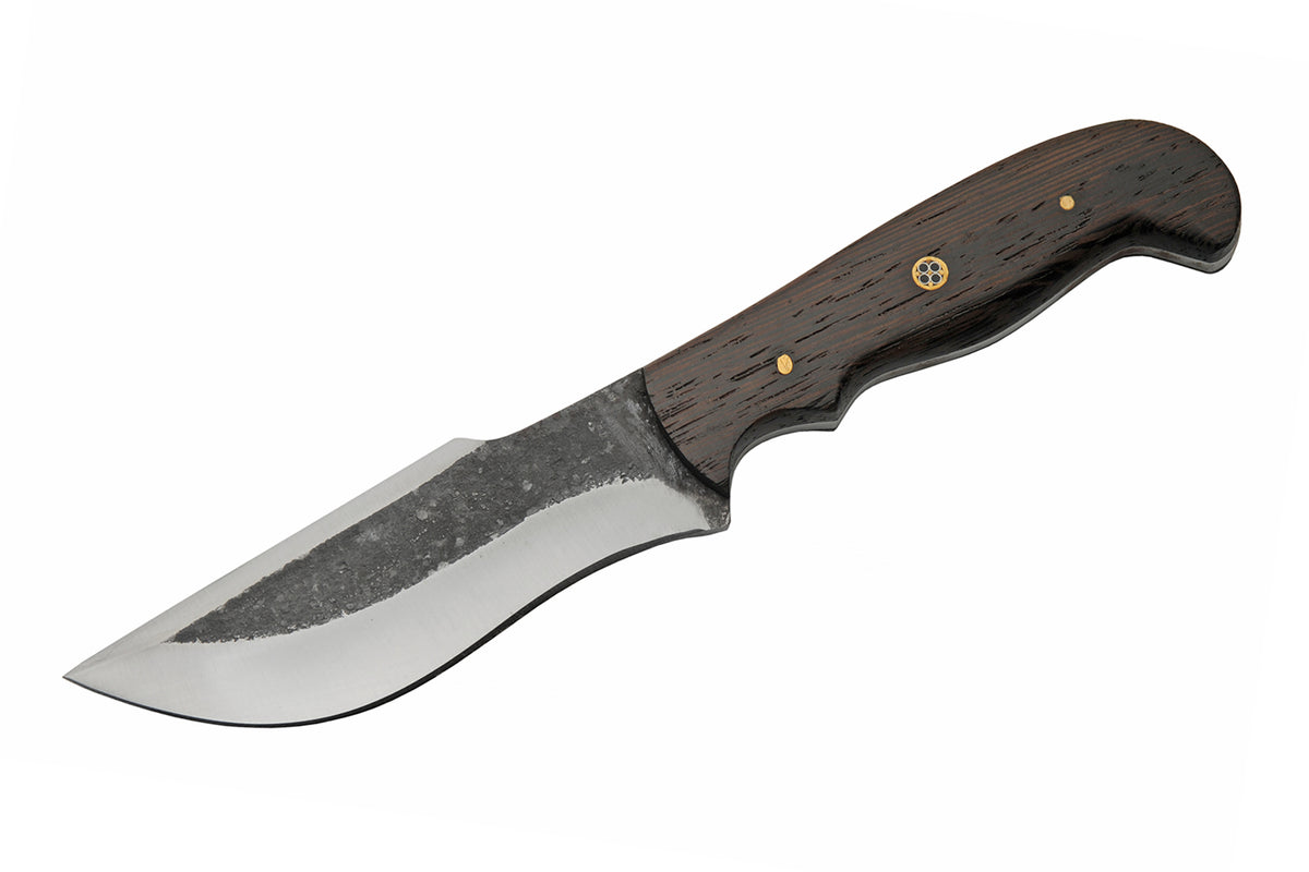 Iron Wrought fixed blade knife with dark brown wood handle and leather belt sheath – photo 6 of 8