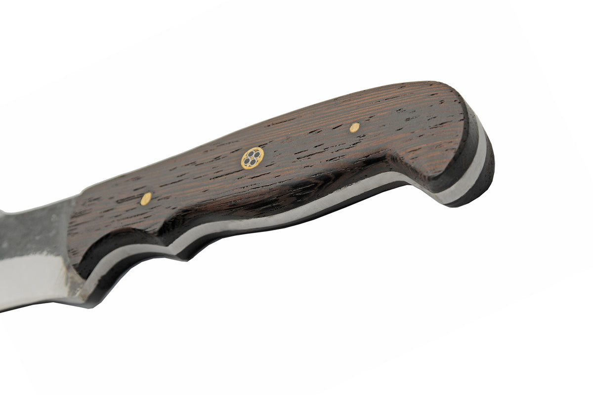 Iron Wrought fixed blade knife with dark brown wood handle and leather belt sheath – photo 8 of 8