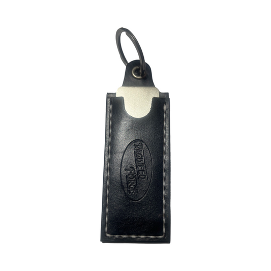 Knife Sharpening #6 - 2 Sided Diamond Plate with Leather Sheath - Black