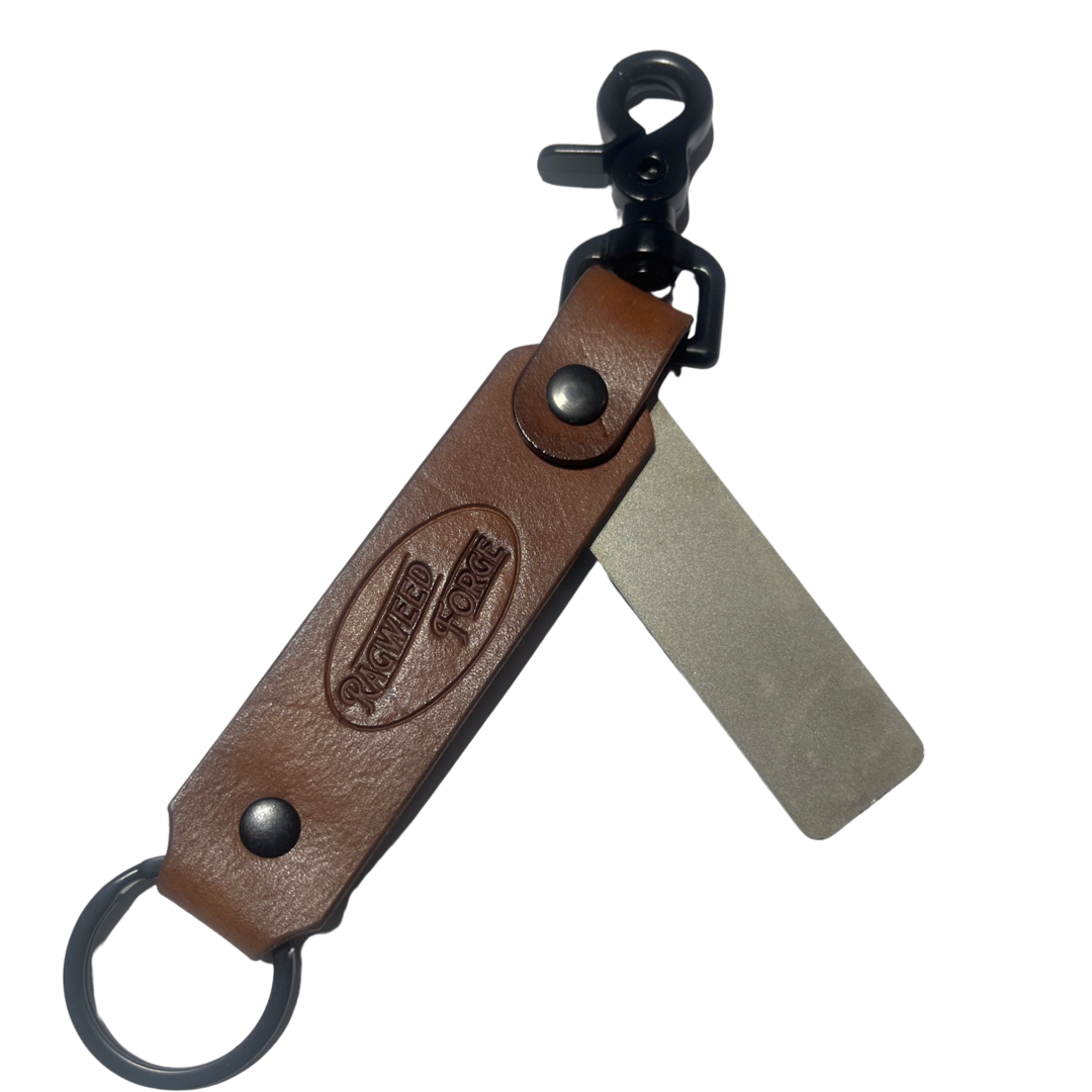 Knife Sharpening #4- 2 Sided Diamond Plate with Leather Sheath - Brown