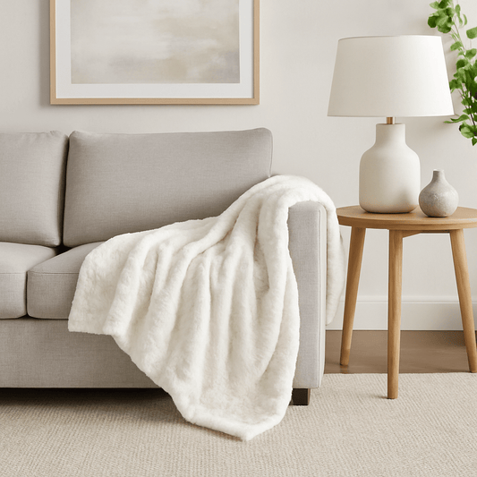 Luxury White Roses Fluffy Soft Sherpa Backside Faux Fur Throw Blanket