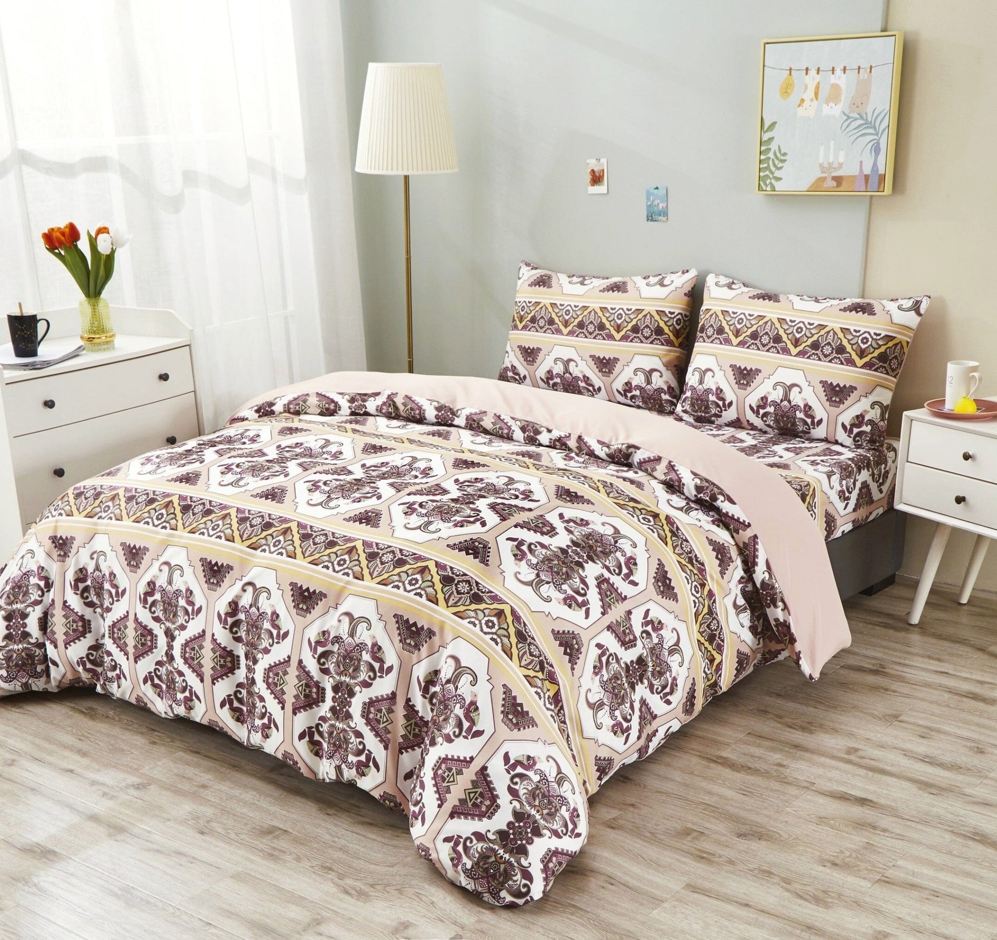 Kilim Duvet Cover - w/ Pillow Intricate Ornament Print - Bumpkin Ranchwear