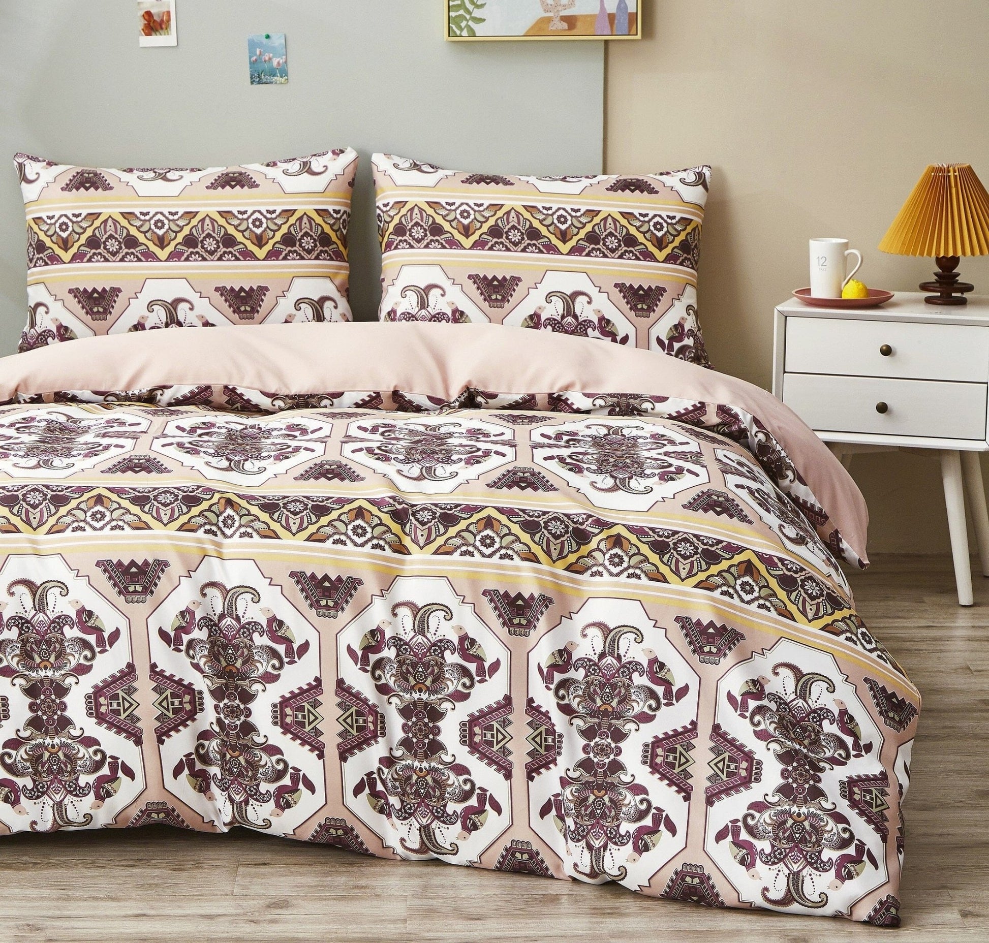 Kilim Duvet Cover - w/ Pillow Intricate Ornament Print - Bumpkin Ranchwear