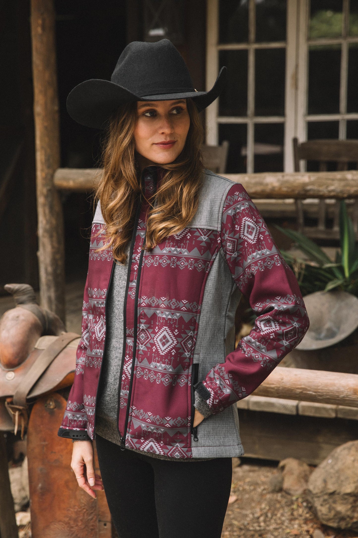 Ladies Softshell Water-Resistant Western Wear  Jacket