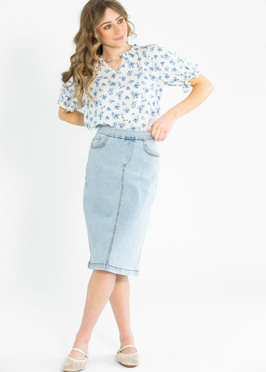 Laurel V-neck Floral Short Sleeve Top