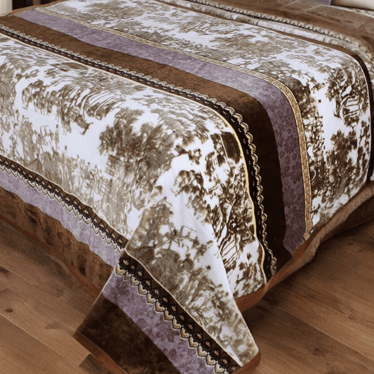 Lavender Floral Cabin Flannel Mink Fleece Throw Blanket - Bumpkin Ranchwear