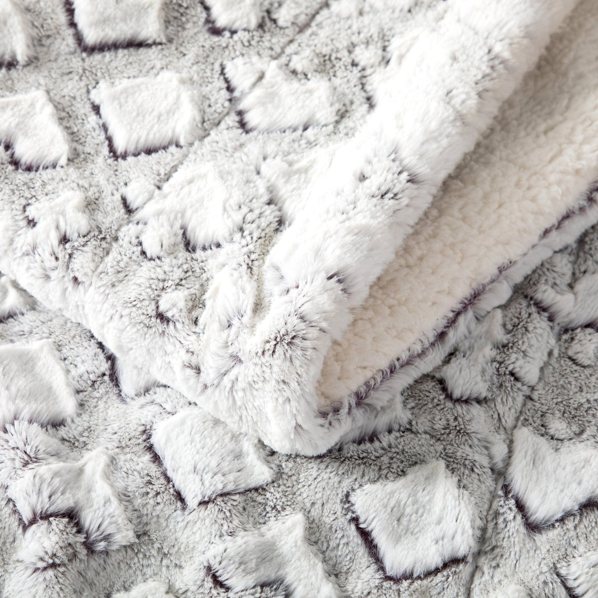 Luxury Dreamy Milky White & Purple Sherpa Backside Faux Fur Throw Blanket - Bumpkin Ranchwear