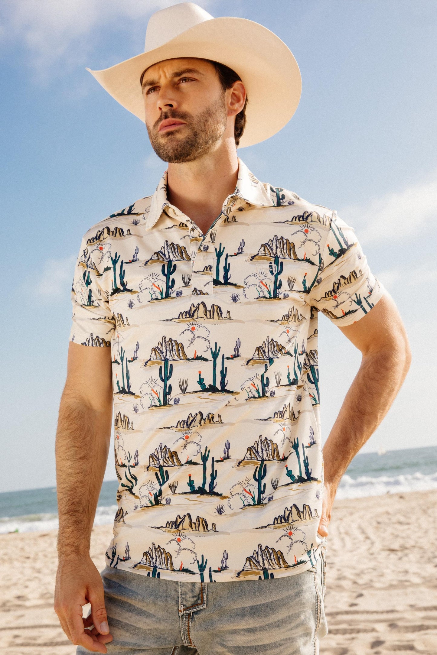 Cactus Print Polo