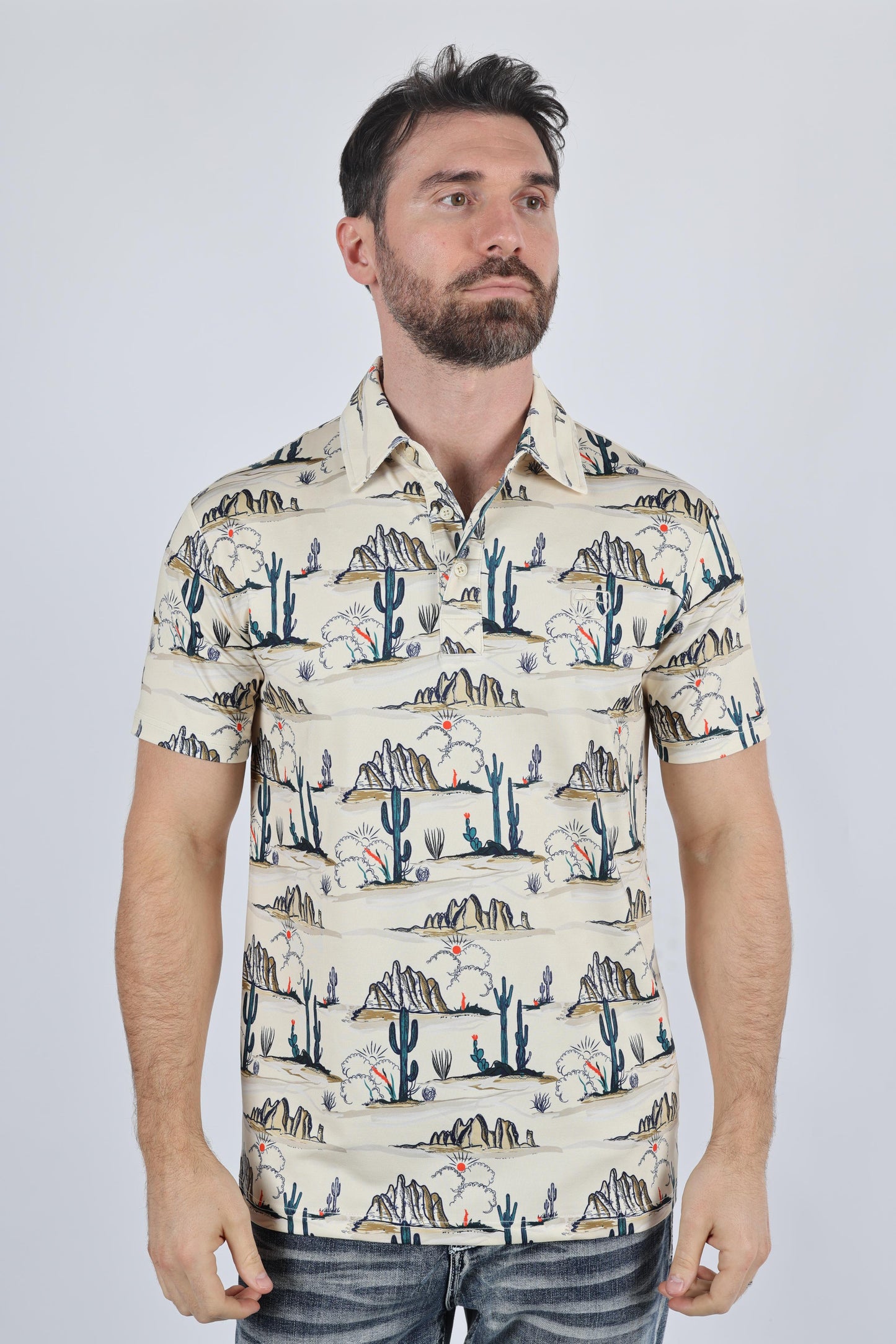 Cactus Print Polo