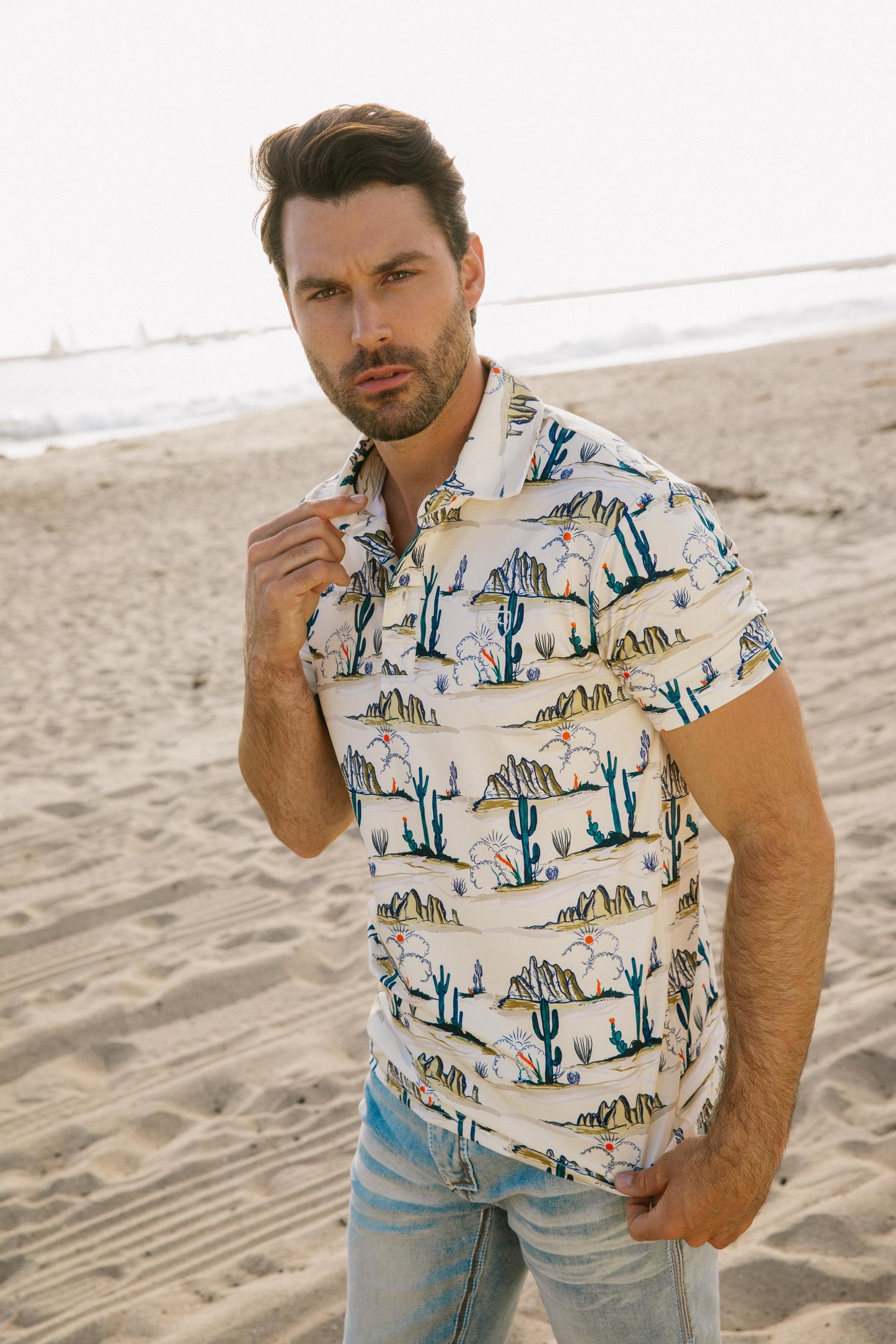 Cactus Print Polo