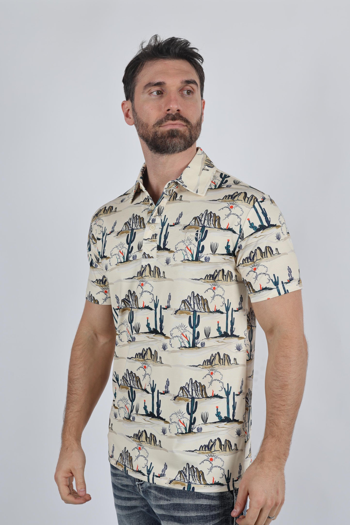 Cactus Print Polo